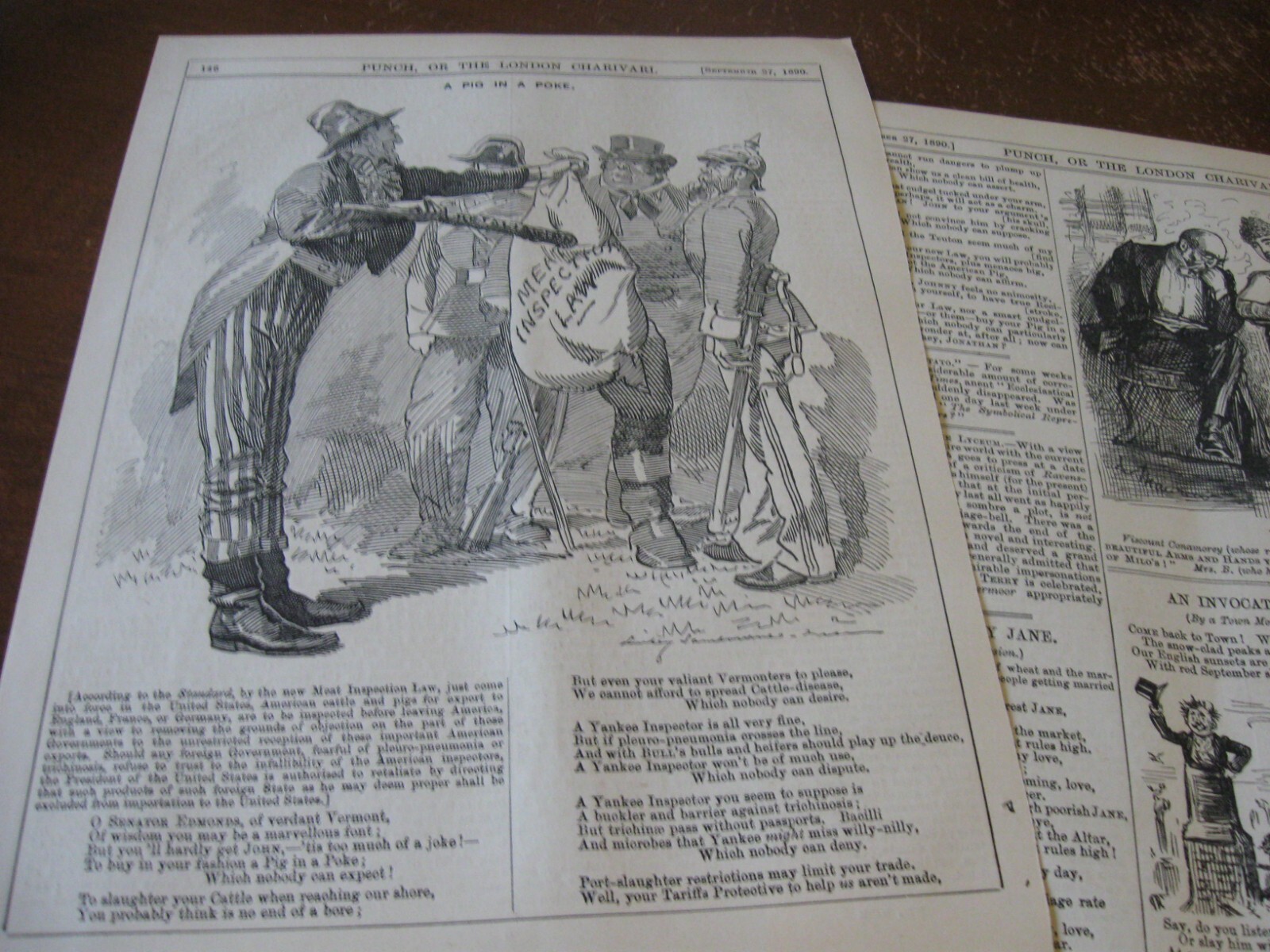 1890 Original POLITICAL CARTOON - MEAT INSPECTION LAW Senator EDMONDS VERMONT 1890 Original POLITICAL CARTOON - MEAT INSPECTION LAW Senator EDMONDS VERMONT