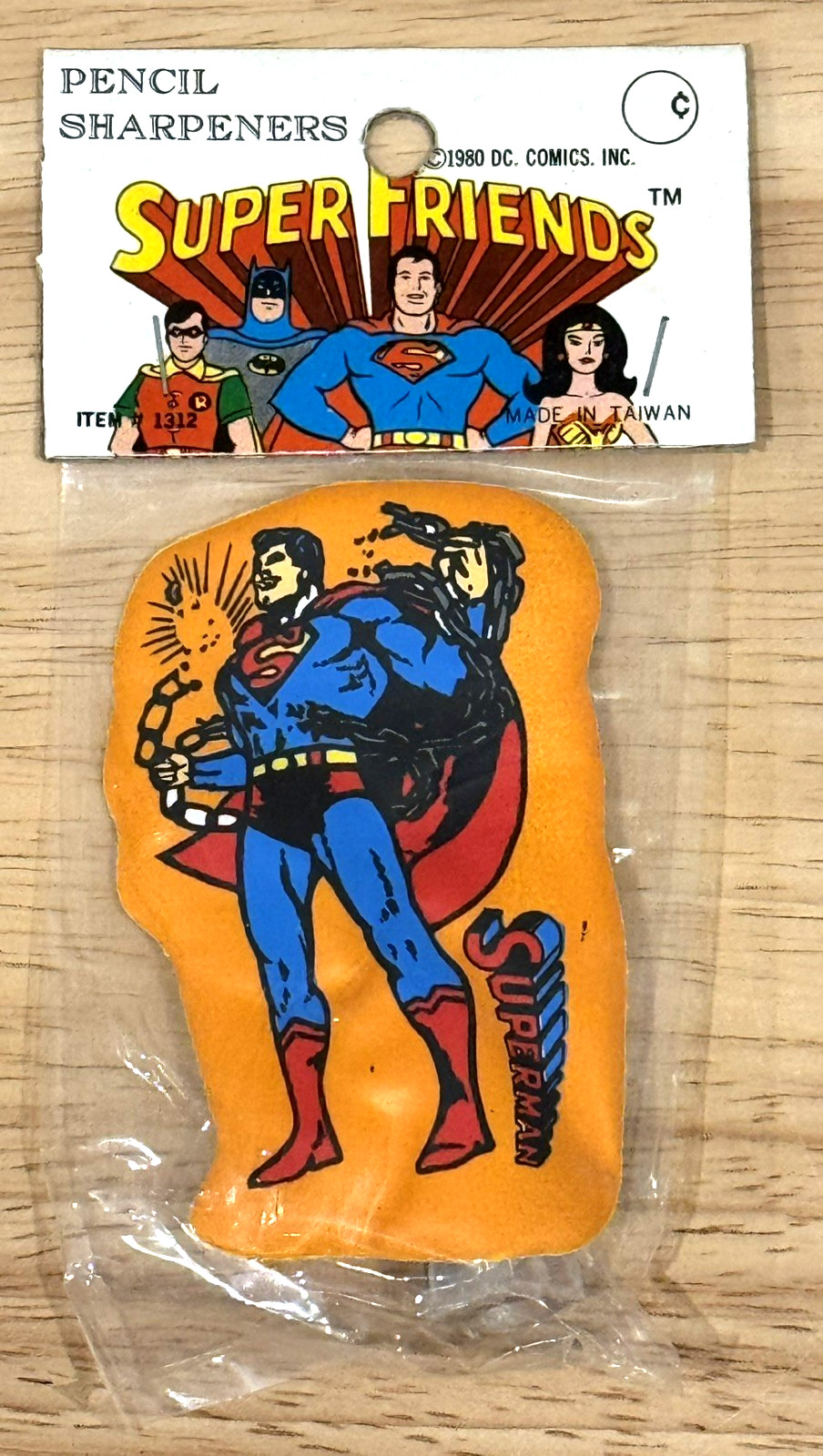 New Sealed Vtg 1980 Superman Chains DC Comics Super Friends Pencil Sharpener