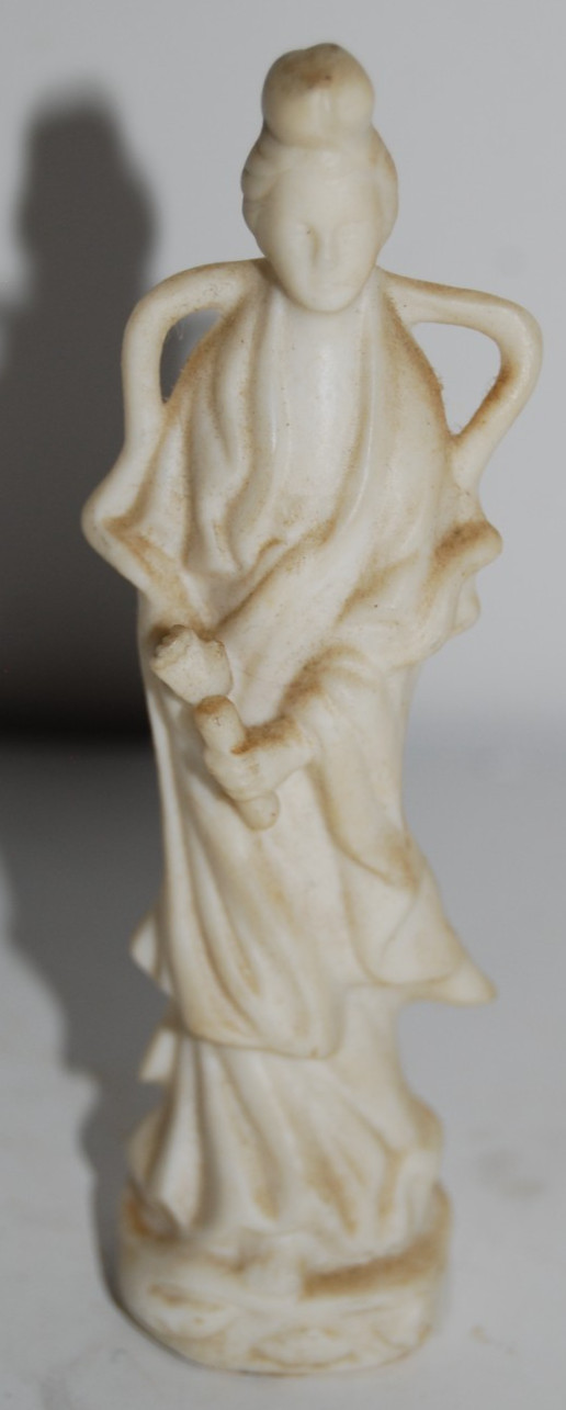 Vintage Japanese Faux Ivory Resin Guanyin Immortal Figurine 4.5\