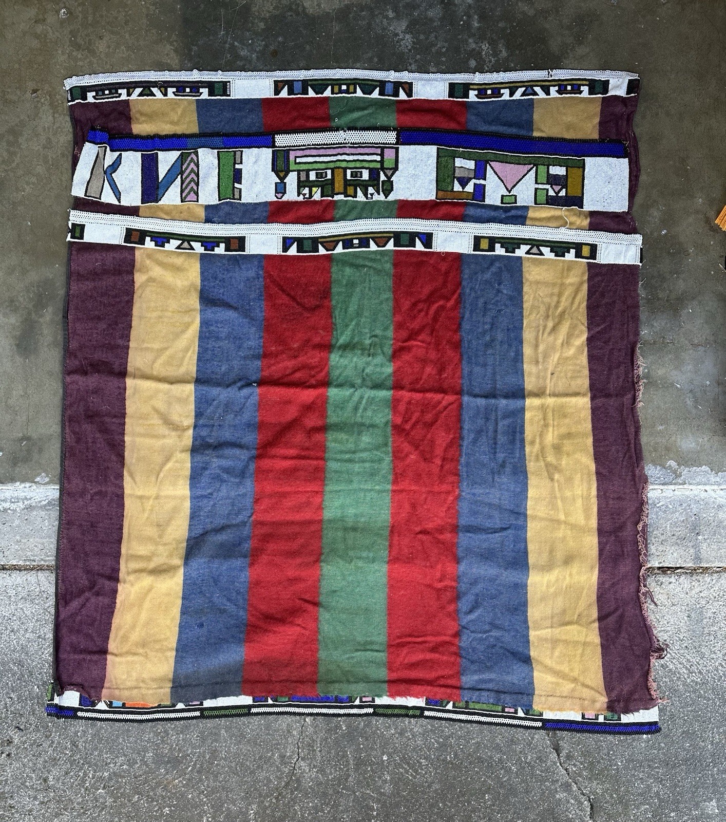 Antique African Ndebele Hand Beaded Traditional Blanket South Africa Hand Woven Antique African Ndebele Hand Beaded Traditional Blanket South Africa Hand Woven