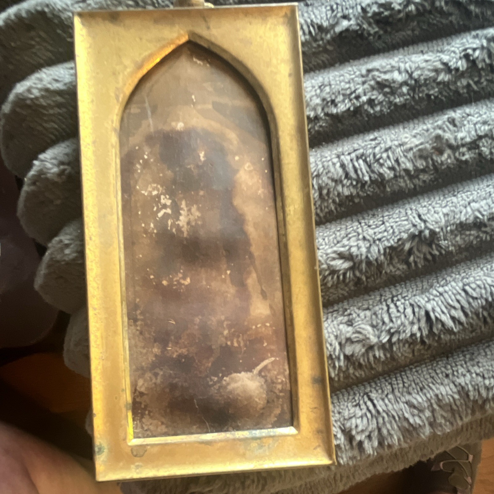 Antique Thai Buddhist Votive Plaque Metal Tin Alloy Framed Standing Buddha