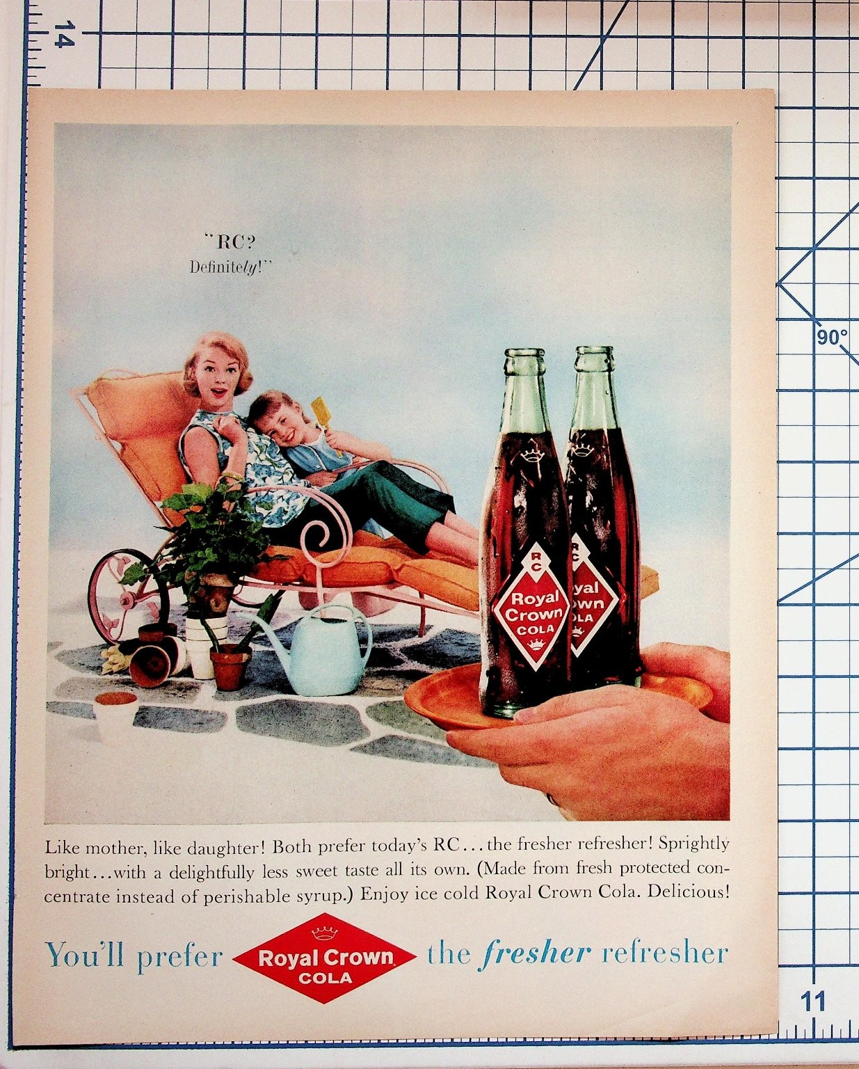 Vintage Royal Crown Cola Ad 1950s Mother Daughter RC Soda Print Ephemera Vintage Royal Crown Cola Ad 1950s Mother Daughter RC Soda Print Ephemera