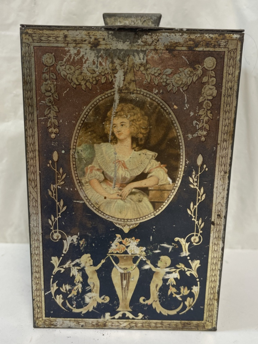 Macfarlane Lang & Co Square 4” Wide 6.5” Tall Metal Tin Box Vintage