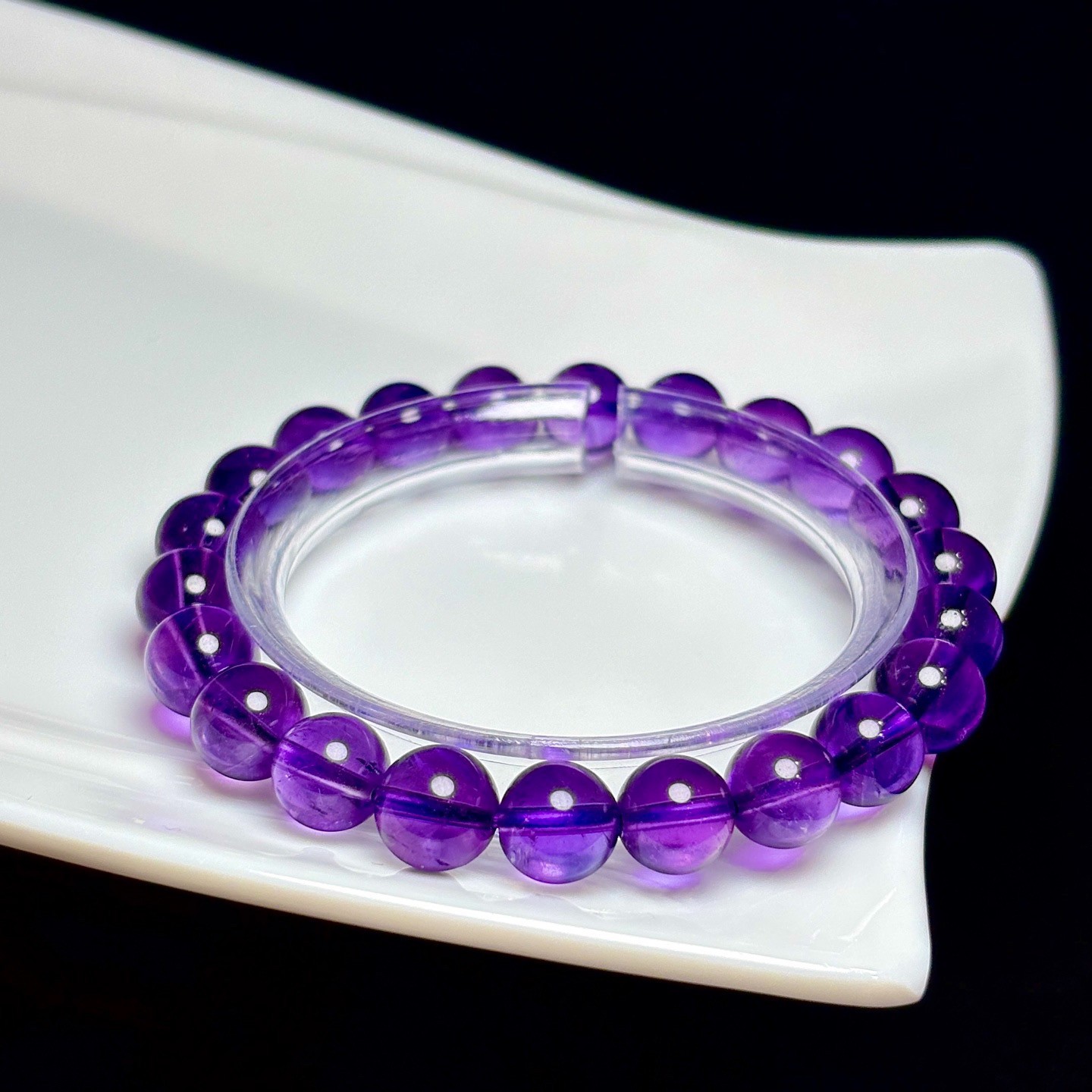 8.8mm Natural Rare Purple Amethyst Crystal Beads Bracelet