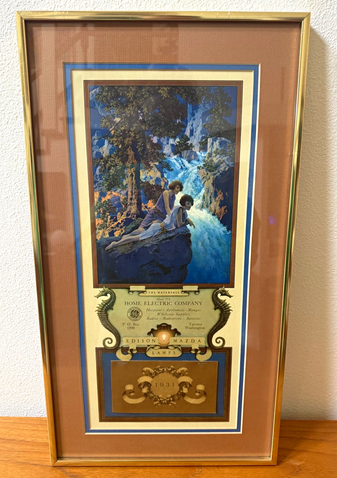Edison Mazda “The Waterfall” 1931 Calendar Print Maxfield Parrish Edison Mazda “The Waterfall” 1931 Calendar Print Maxfield Parrish