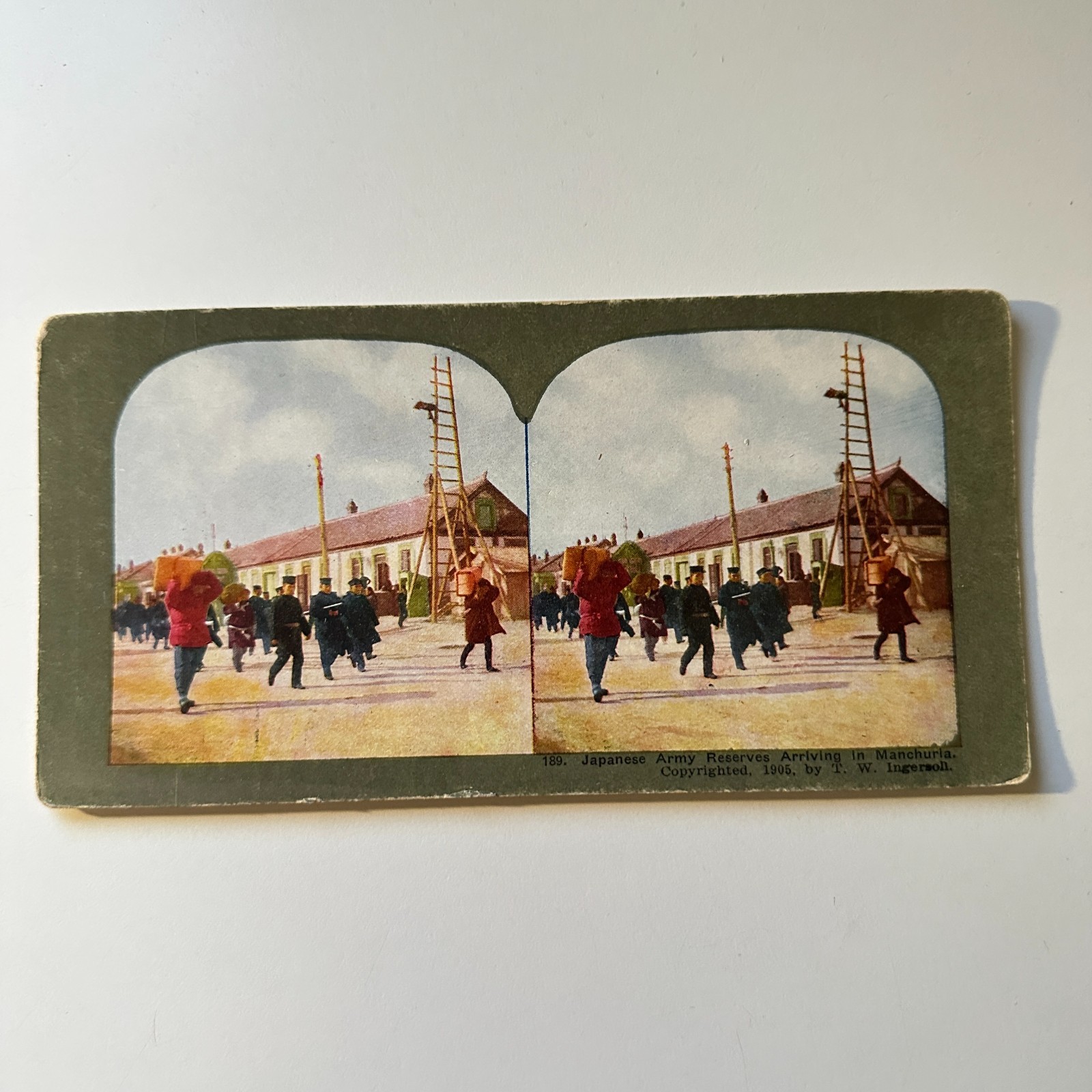 Japanese Army Reserves Arriving In Manchuria Antique Stereoview Card 5H6-6 Japanese Army Reserves Arriving In Manchuria Antique Stereoview Card 5H6-6