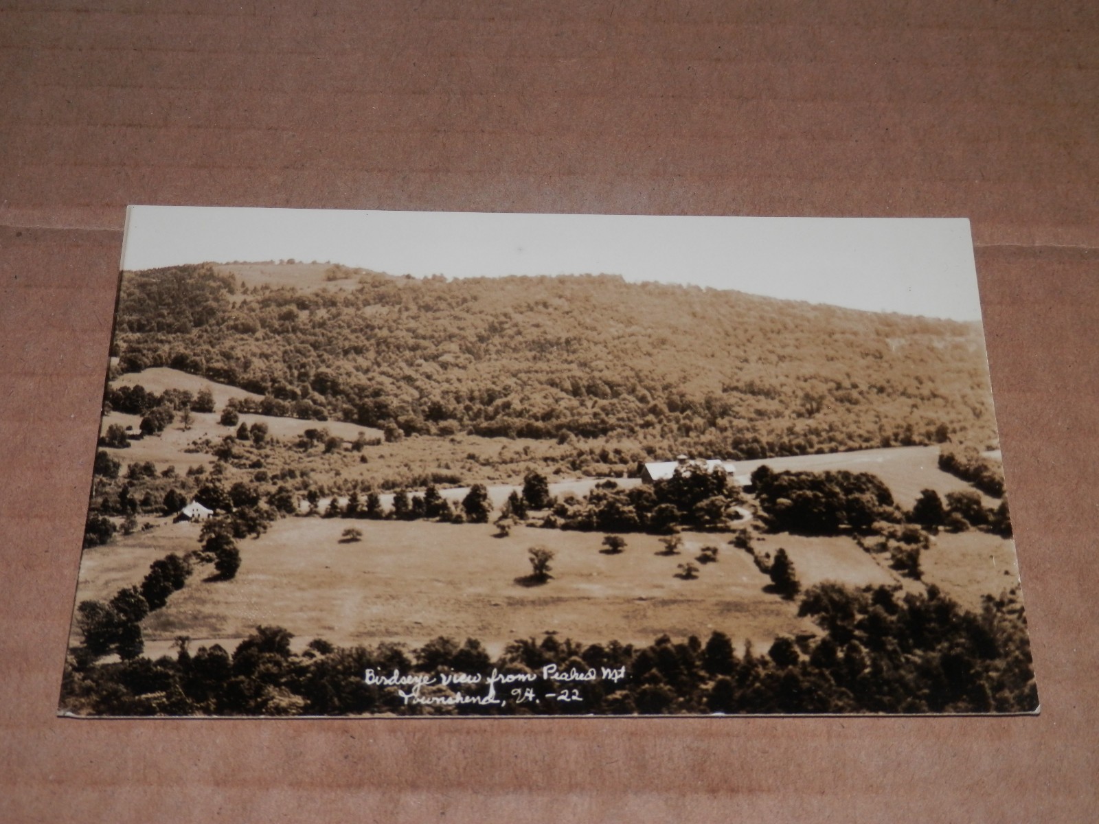 TOWNSHEND VERMONT - 1926-1940\'s REAL PHOTO RPPC POSTCARD - BIRDSEYE VIEW
