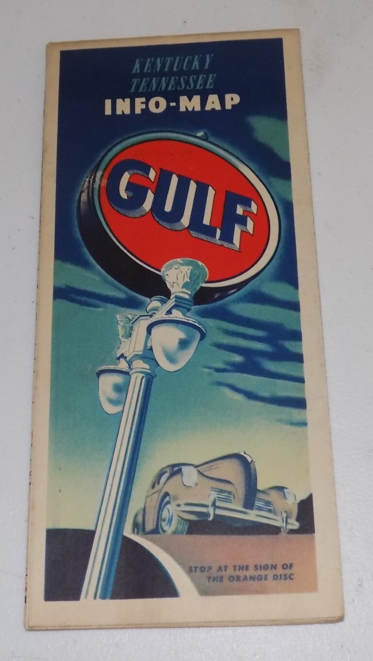 1949 Gulf Oil Road Map of KENTUCKY and TENNESSEE
