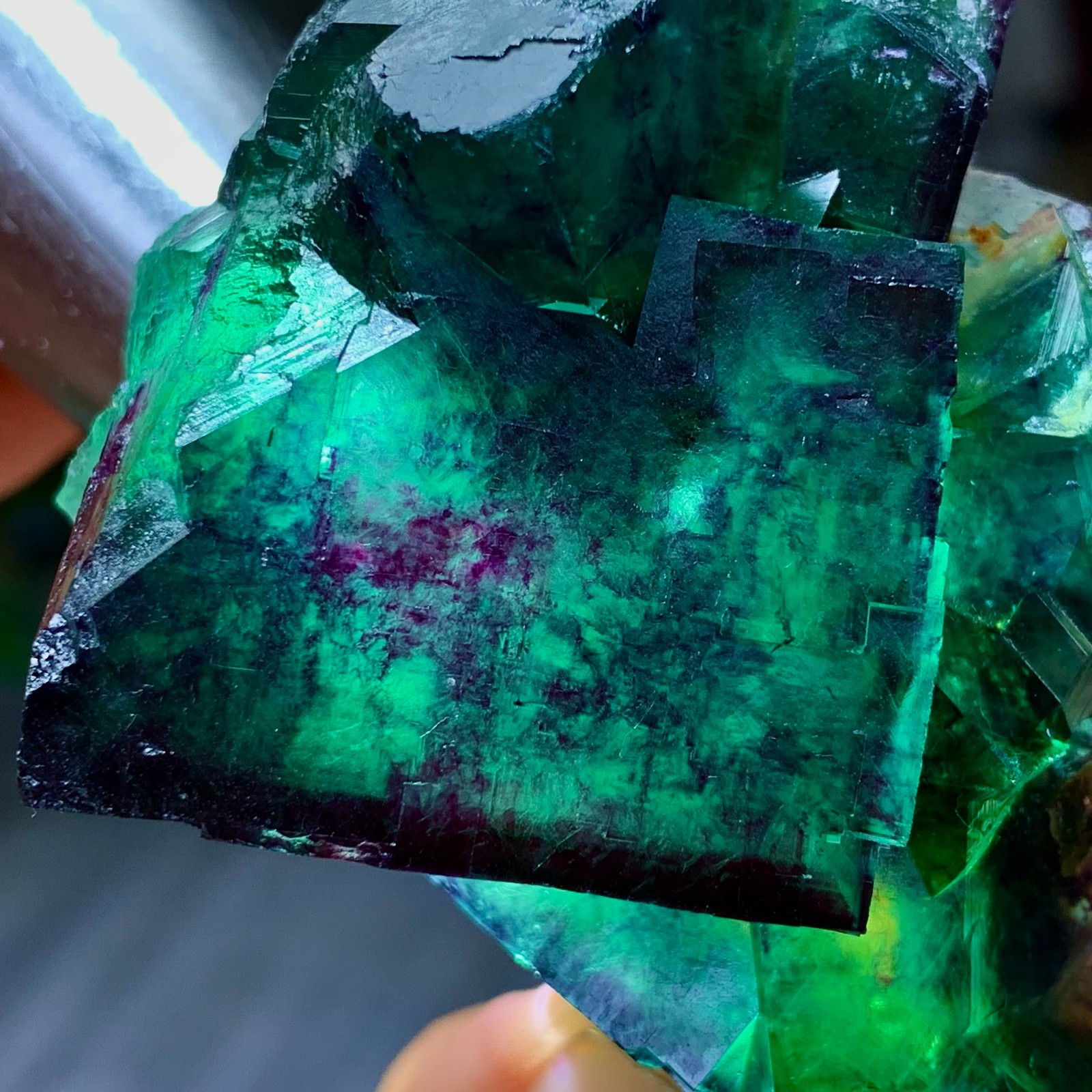 140G Natural Namibian phantom Green Cubic Fluorite crystal Mineral Sample