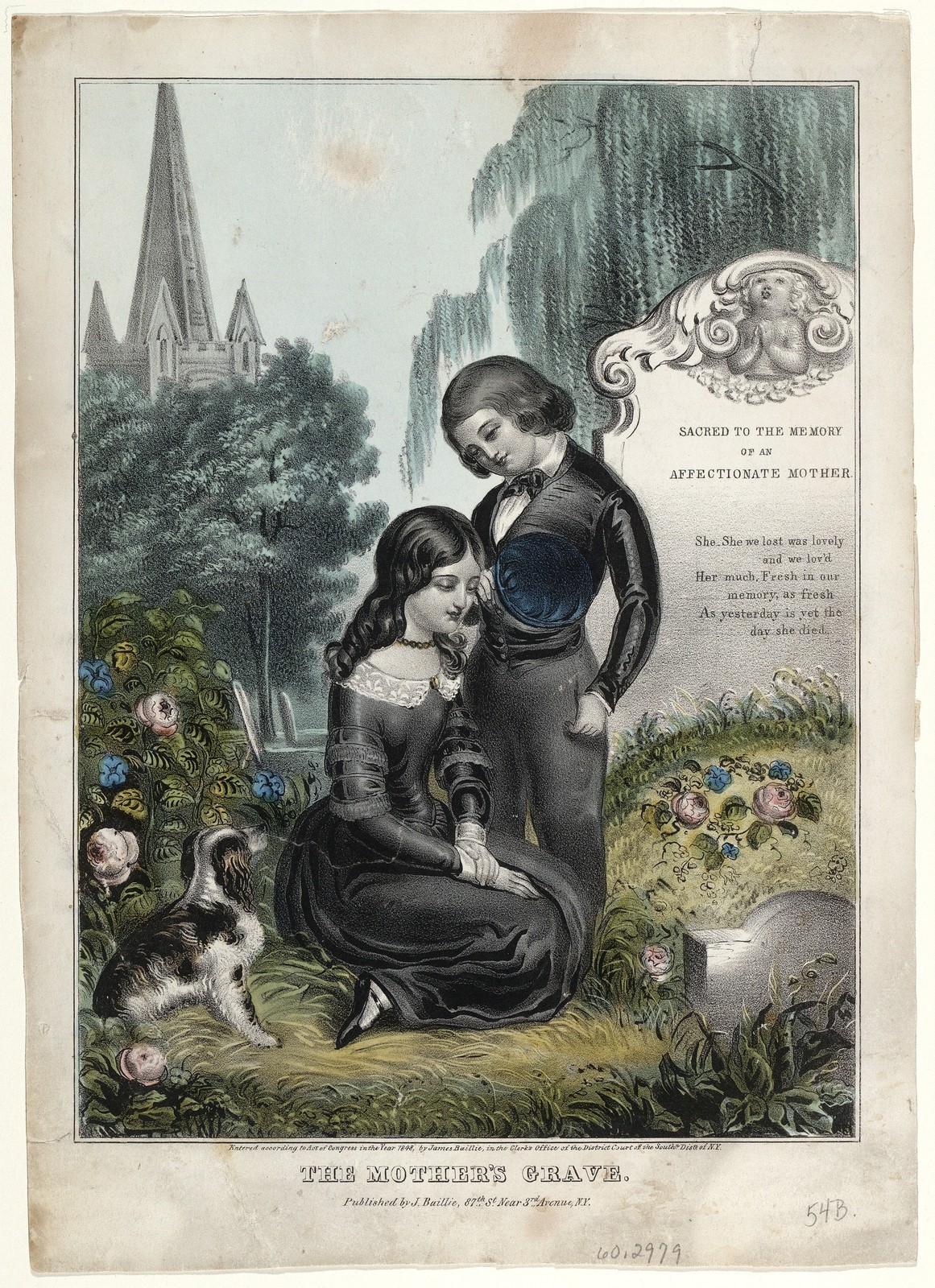 The Mother's Grave Vintage 1840s Mourning Memorial Photo Reprint Wall Art