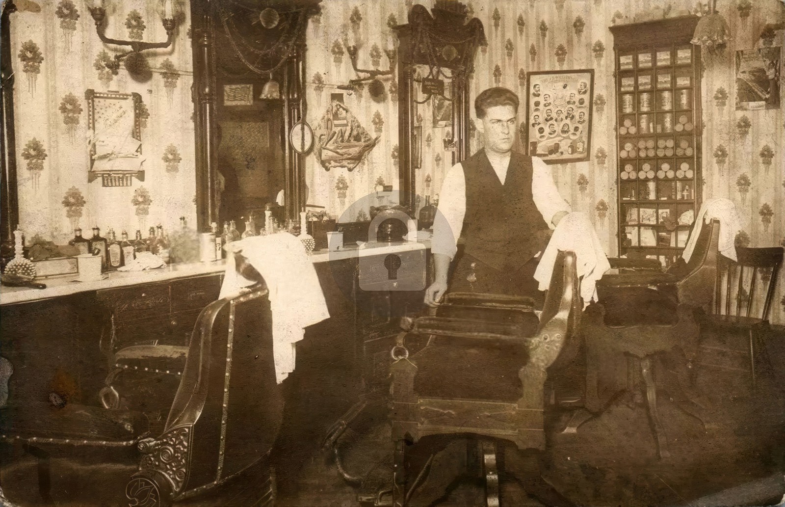 Occupational BARBER Shop GARRETT PA Somerset County RPPC Photo Postcard COPY Occupational BARBER Shop GARRETT PA Somerset County RPPC Photo Postcard COPY