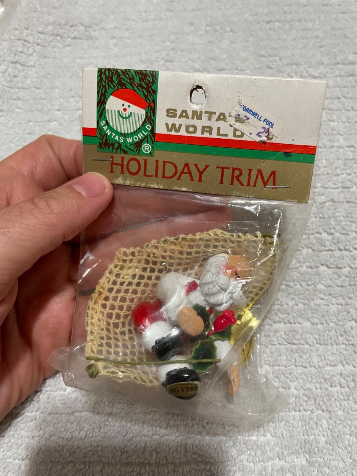 VTG Santa's World Santa in a Hammock Plastic Ornament in Package