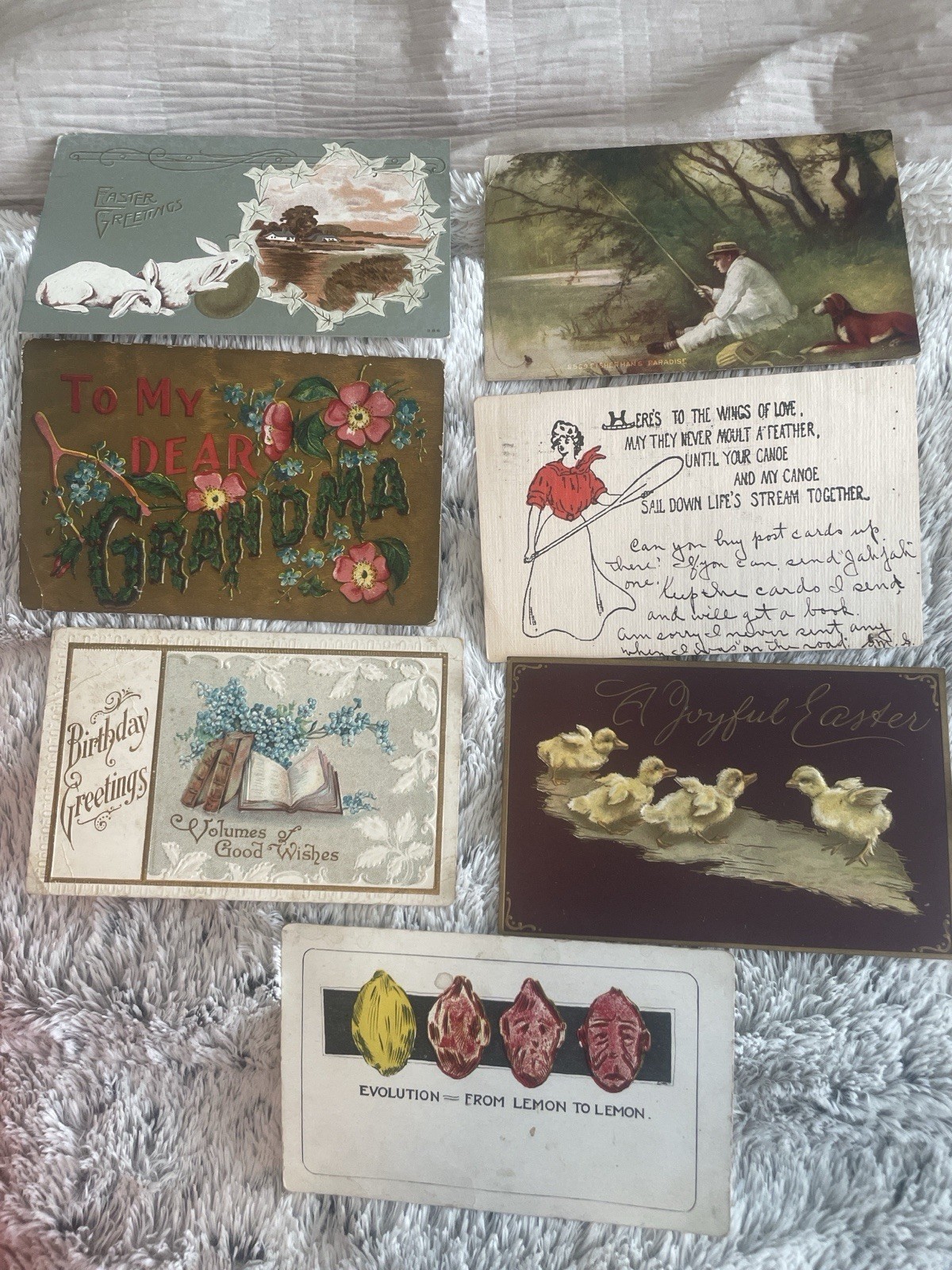 Lot Of 7 Vintage Golden Age 1c Stamped Postcards Holiday Lemon Evolution Ephem