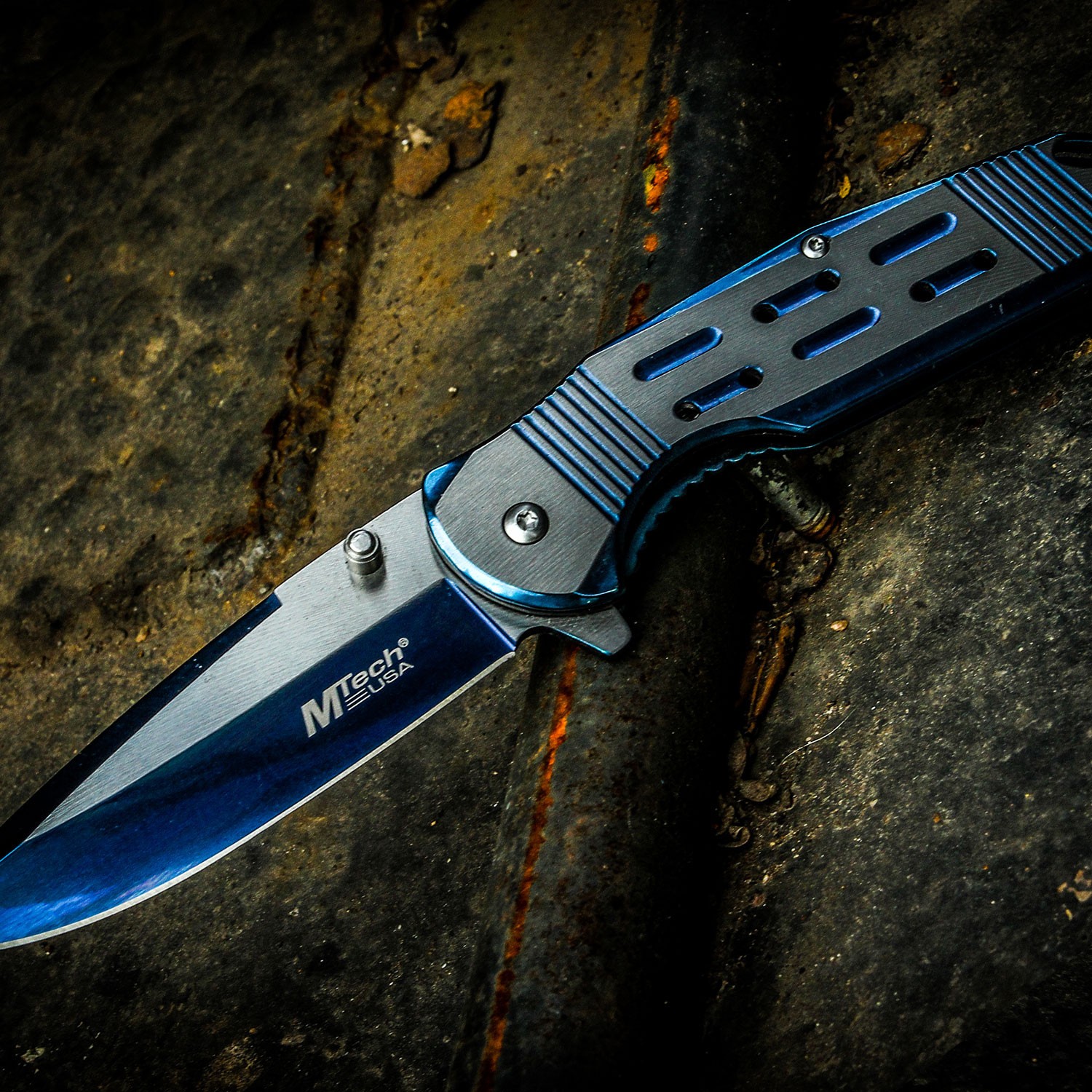 MTech USA Spring Assisted Knife w/TiNite Coated Stainless Steel Handle & Clip