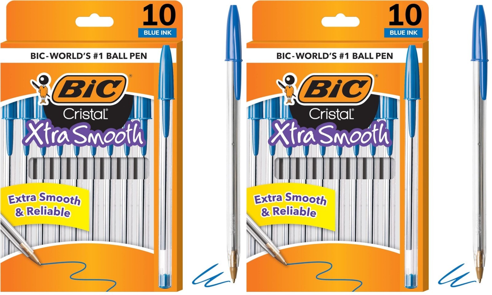 2 Pack BIC Cristal Xtra Smooth Ballpoint Pens Blue Ink Medium 1.0mm 10 Pack 2 Pack BIC Cristal Xtra Smooth Ballpoint Pens Blue Ink Medium 1.0mm 10 Pack