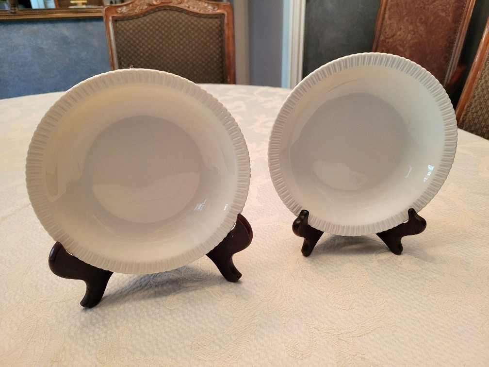 Syracuse China White Floral Shelledge Lot of 2 8\