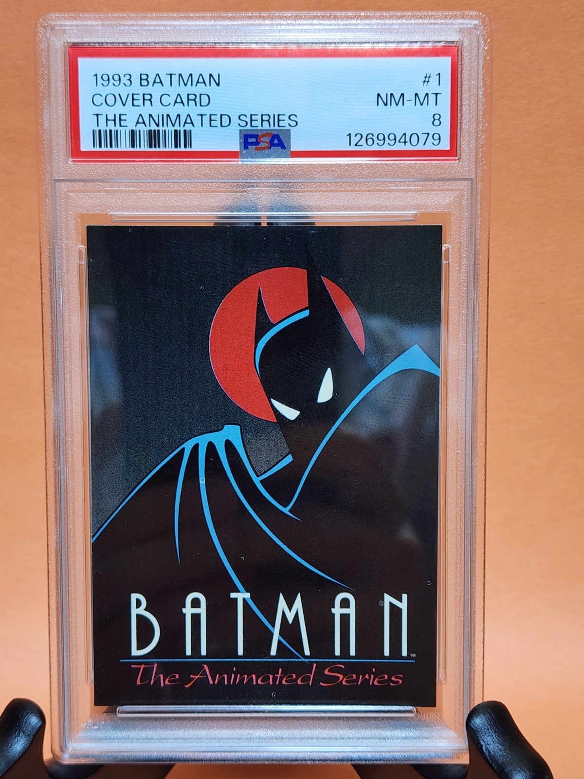 Batman Topps 1993 DC Comics Animated Series Cover Card Trading Card #1 PSA 8 Batman Topps 1993 DC Comics Animated Series Cover Card Trading Card #1 PSA 8