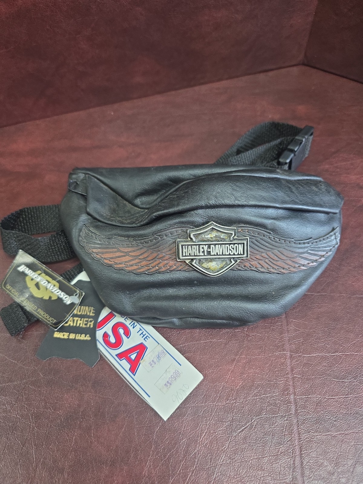 Vintage Genuine Harley Davidson Leather Fanny Pack With Tags
