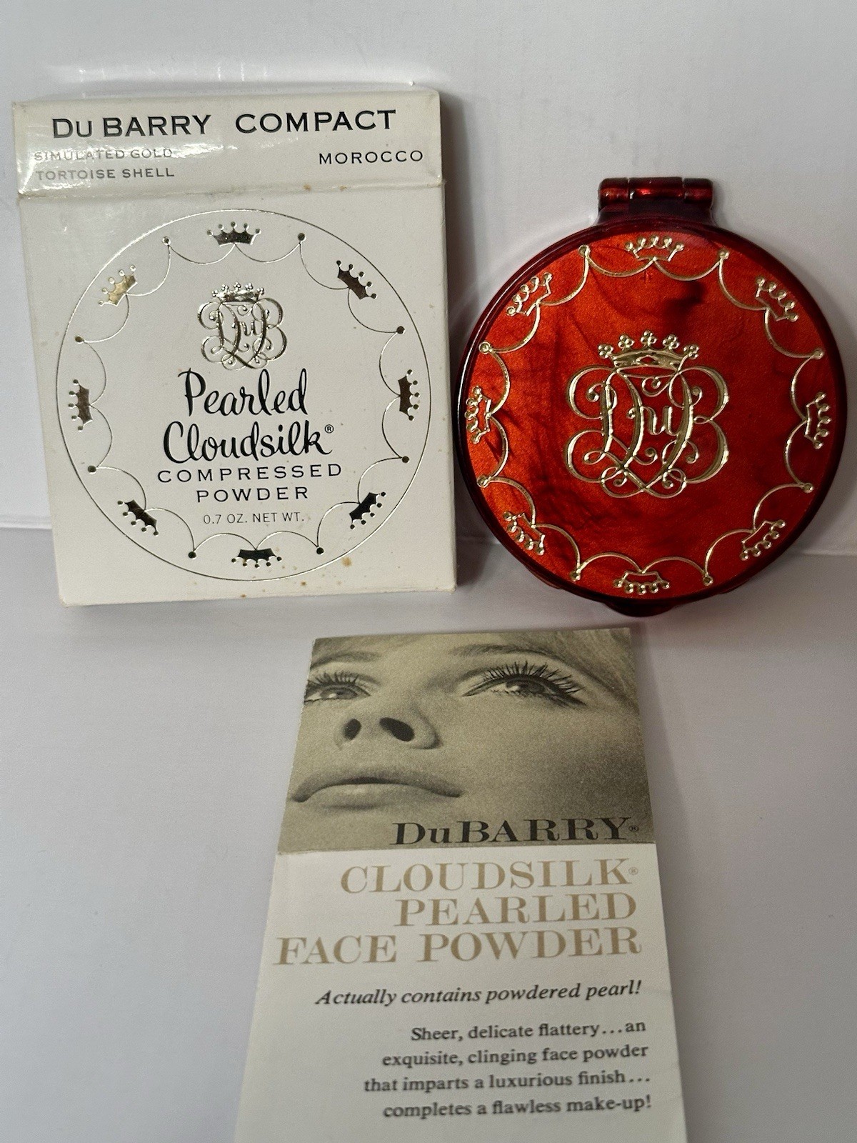 Vtg Du Barry Cloudsilk Compact Powder Set Box Morocco Deadstock MIB NOS Vtg Du Barry Cloudsilk Compact Powder Set Box Morocco Deadstock MIB NOS