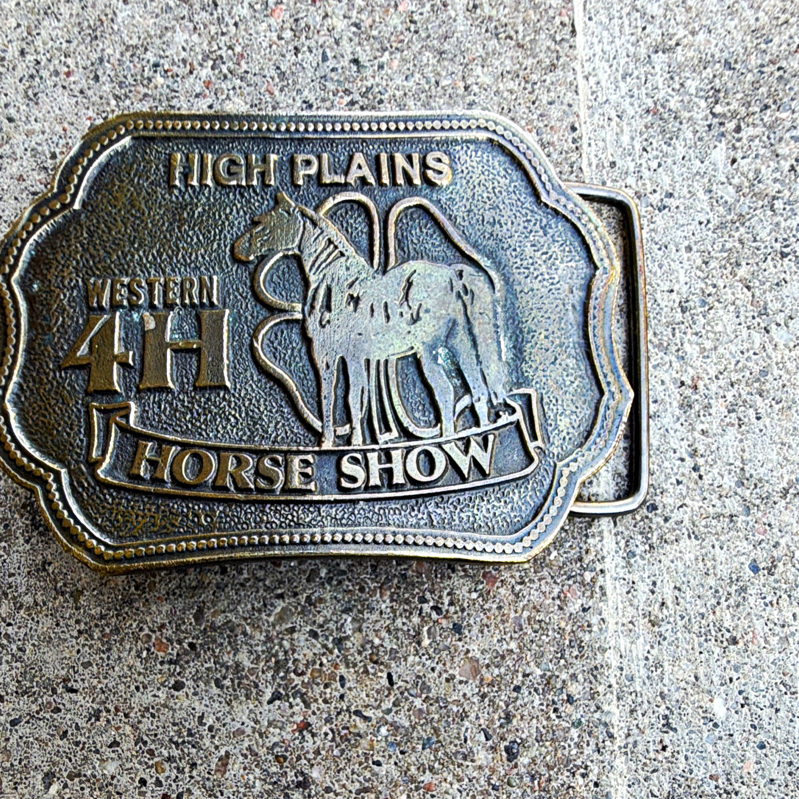Wyoming Studio Art Works High Plains Western Americana 4H Horse Show Buckle 1979 Wyoming Studio Art Works High Plains Western Americana 4H Horse Show Buckle 1979