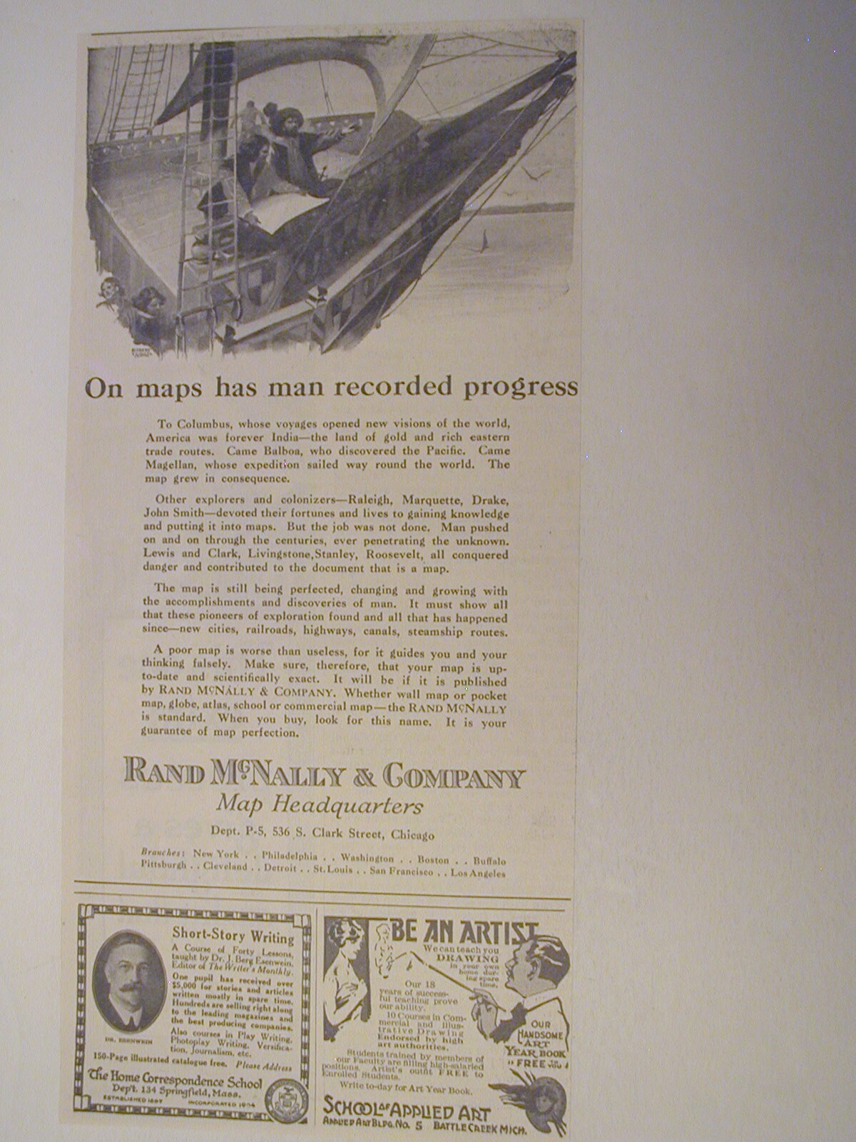 1923 RAND MC NALLY MAPS, LUCKY STRIKE CIGARETTES 2 SID ANTIQUE VINTAGE PRINT AD 1923 RAND MC NALLY MAPS, LUCKY STRIKE CIGARETTES 2 SID ANTIQUE VINTAGE PRINT AD