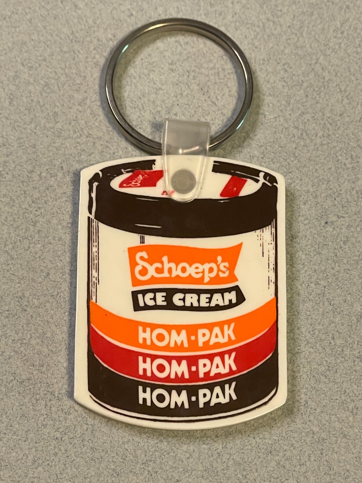 Vtg 1980s Schoep's ICE CREAM FLAG Company Logo HOM-PAK key Chain Fob Advertising Vtg 1980s Schoep's ICE CREAM FLAG Company Logo HOM-PAK key Chain Fob Advertising