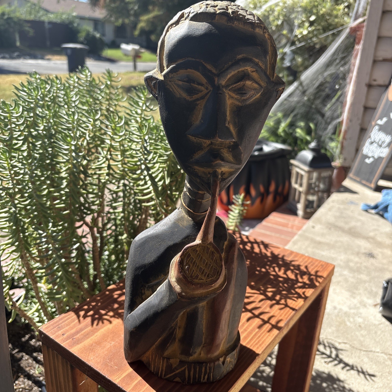 Vintage Hand Carved Ironwood Folk Art African Themed Sculpture