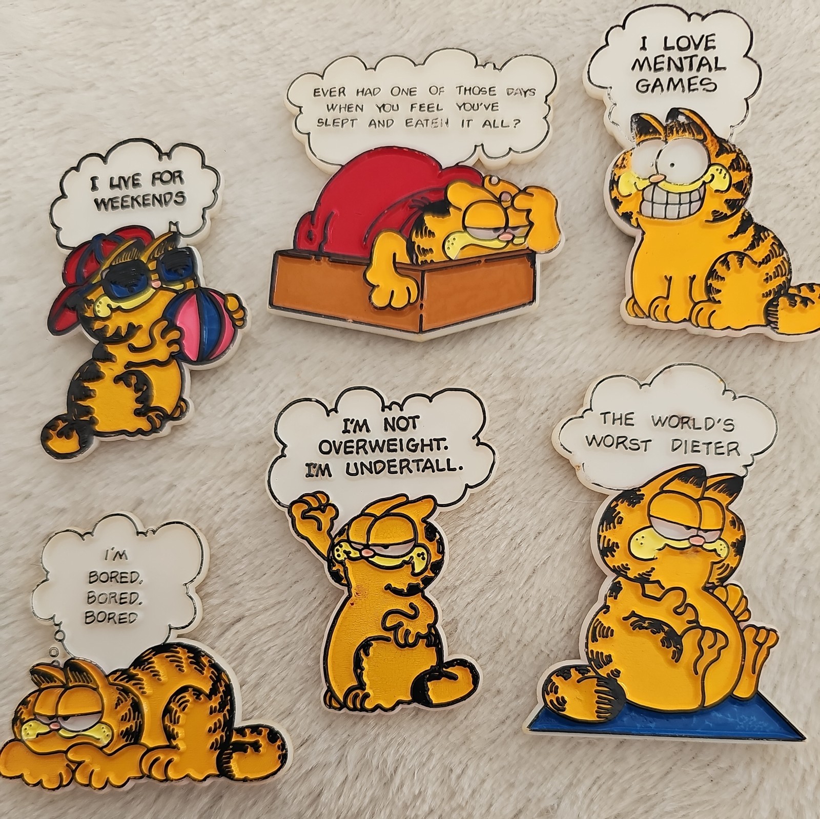 Vintage 1978 Garfield Refrigerator Magnets Lot Of 6 Plastic