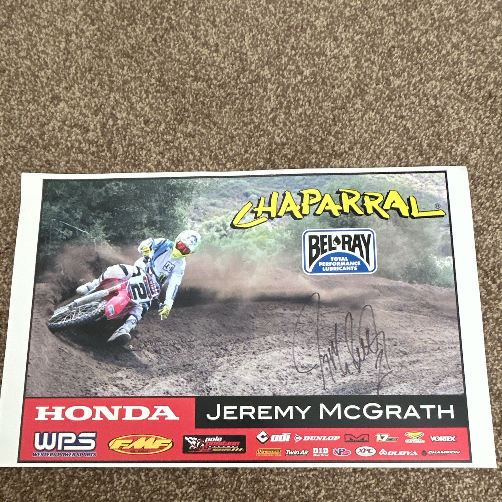 Chaparral Bel-Ray Honda Jeremy McGrath Signed Motocross Poster Chaparral Bel-Ray Honda Jeremy McGrath Signed Motocross Poster