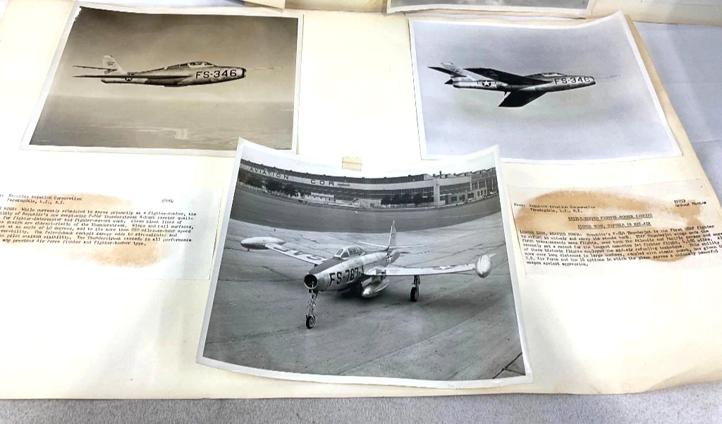 Vintage 1950s REPUBLIC AVIATION F-84 Jet Press Release Photographs RARE