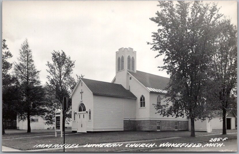 Vintage WAKEFIELD, Michigan Real Photo RPPC Postcard \
