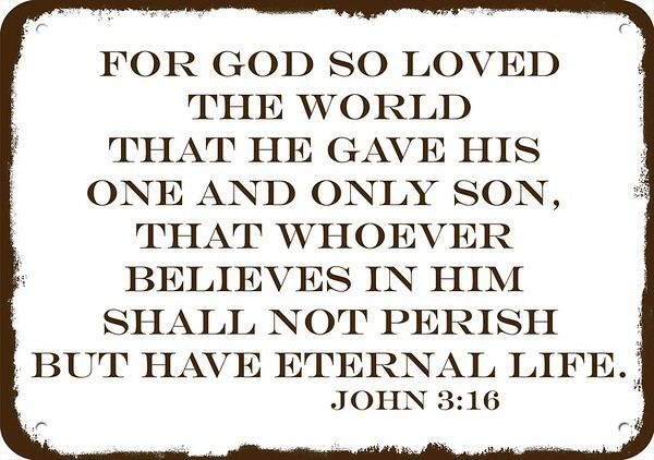 John 3:16 For God so loved the world He gave His Son Jesus DECORATIVE METAL SIGN John 3:16 For God so loved the world He gave His Son Jesus DECORATIVE METAL SIGN