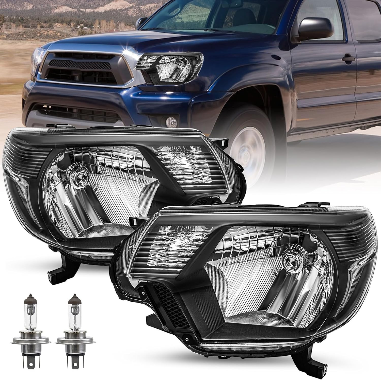 Headlights W/Bulbs Compatible with 2012-2015 Toyota Tacoma