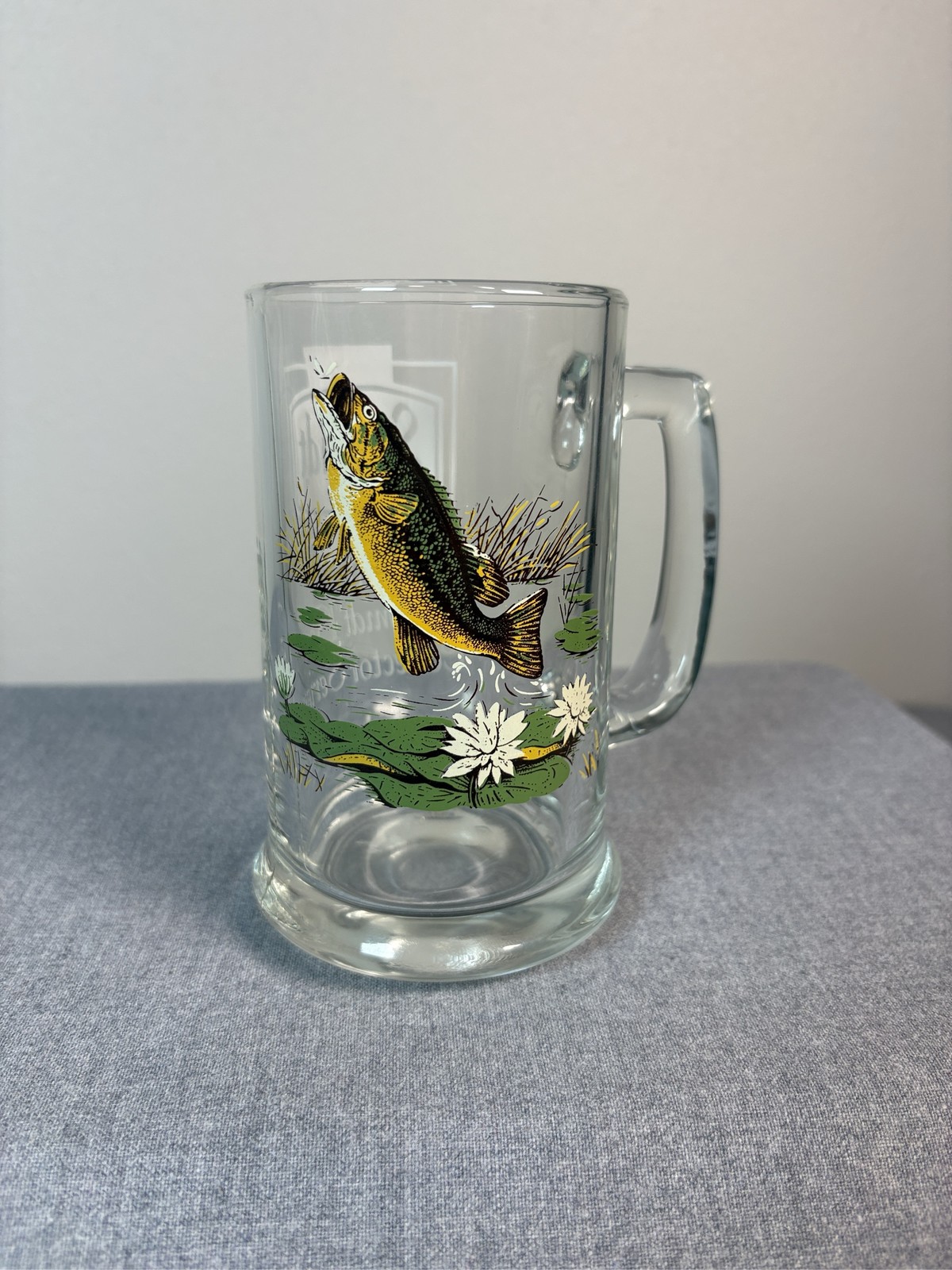 Schmidt Beer Collector Series Bass Fish Glass Mug Stein 14oz Barware Schmidt Beer Collector Series Bass Fish Glass Mug Stein 14oz Barware