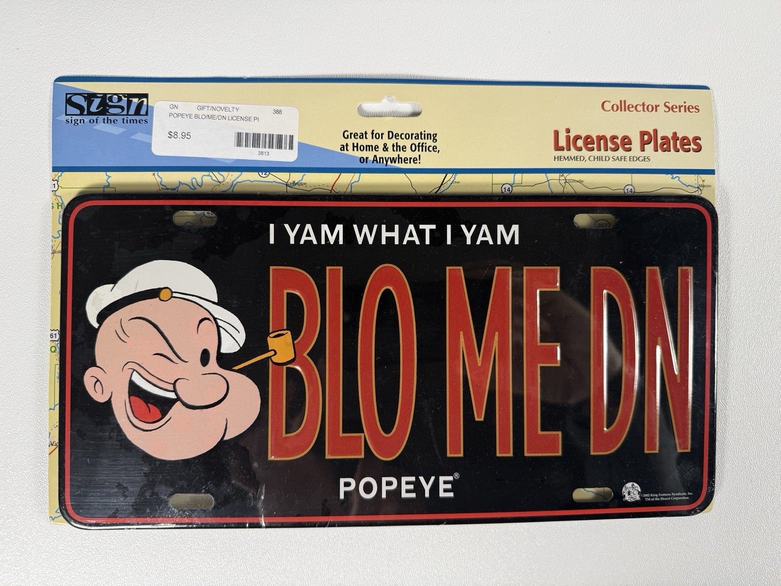 2002 Popeye BLO ME DN Novelty License Plate Vintage Cartoon Collectible NEW READ