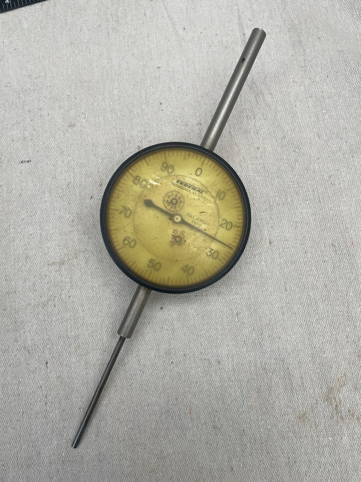 Federal Vintage Dial Indicator Full Jeweled Long Stem precision gauge USA