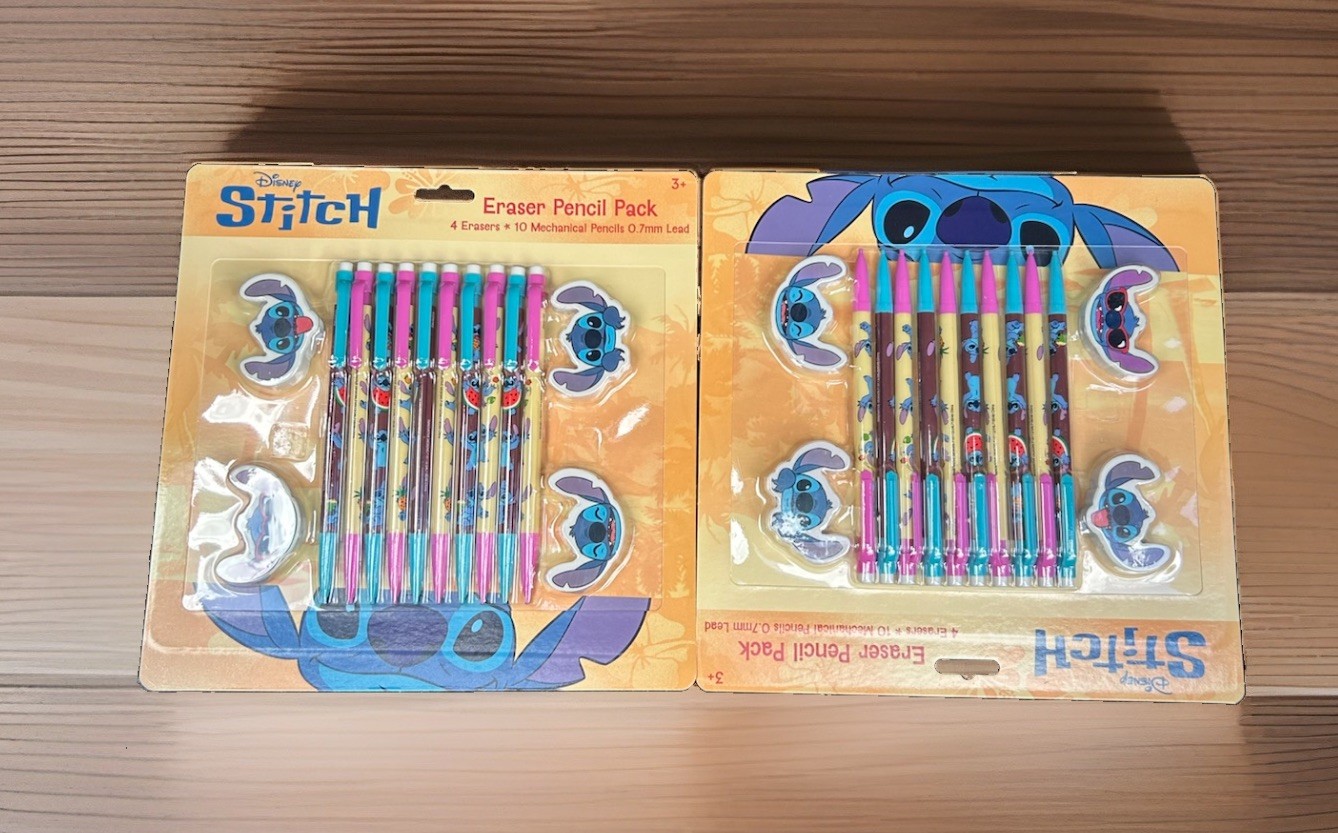 BONUS Brand New Disney Stitch Eraser & Mechanical Pencil Set Lot Of 2pck
