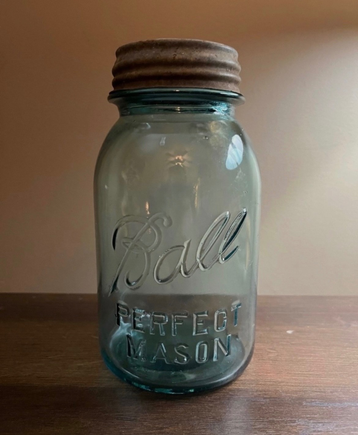 Rare 1923-1933 Antique Blue Aqua Ball Perfect Mason jar With Lid Rare 1923-1933 Antique Blue Aqua Ball Perfect Mason jar With Lid