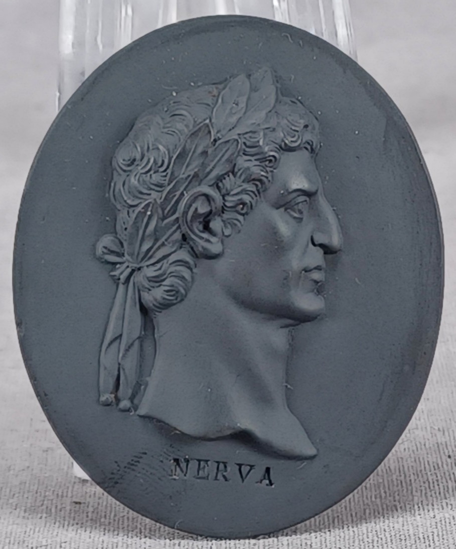 Wedgwood Emperor Nerva Black Basalt Portrait Medallion Plaque Circa 1780-1795