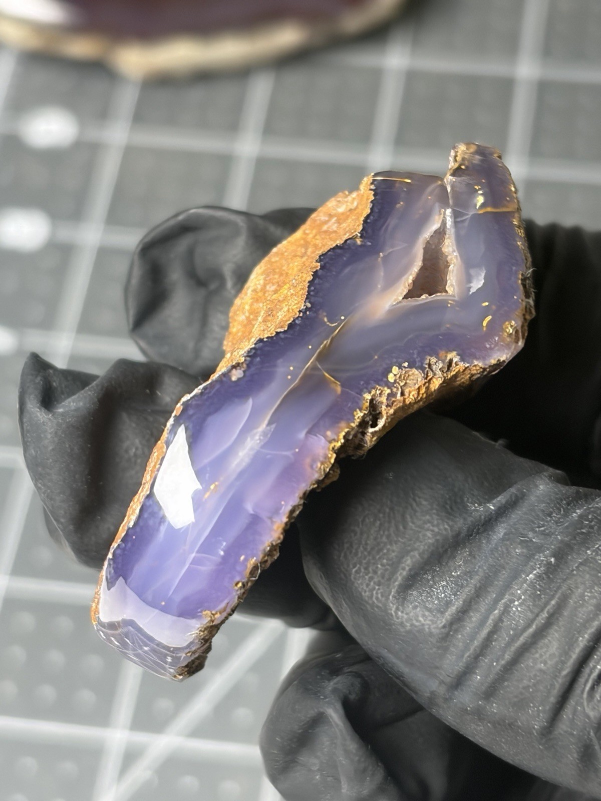 Gemmy Holley Blue Agate Polishes Specimen Purple Holly Druzy Oregon