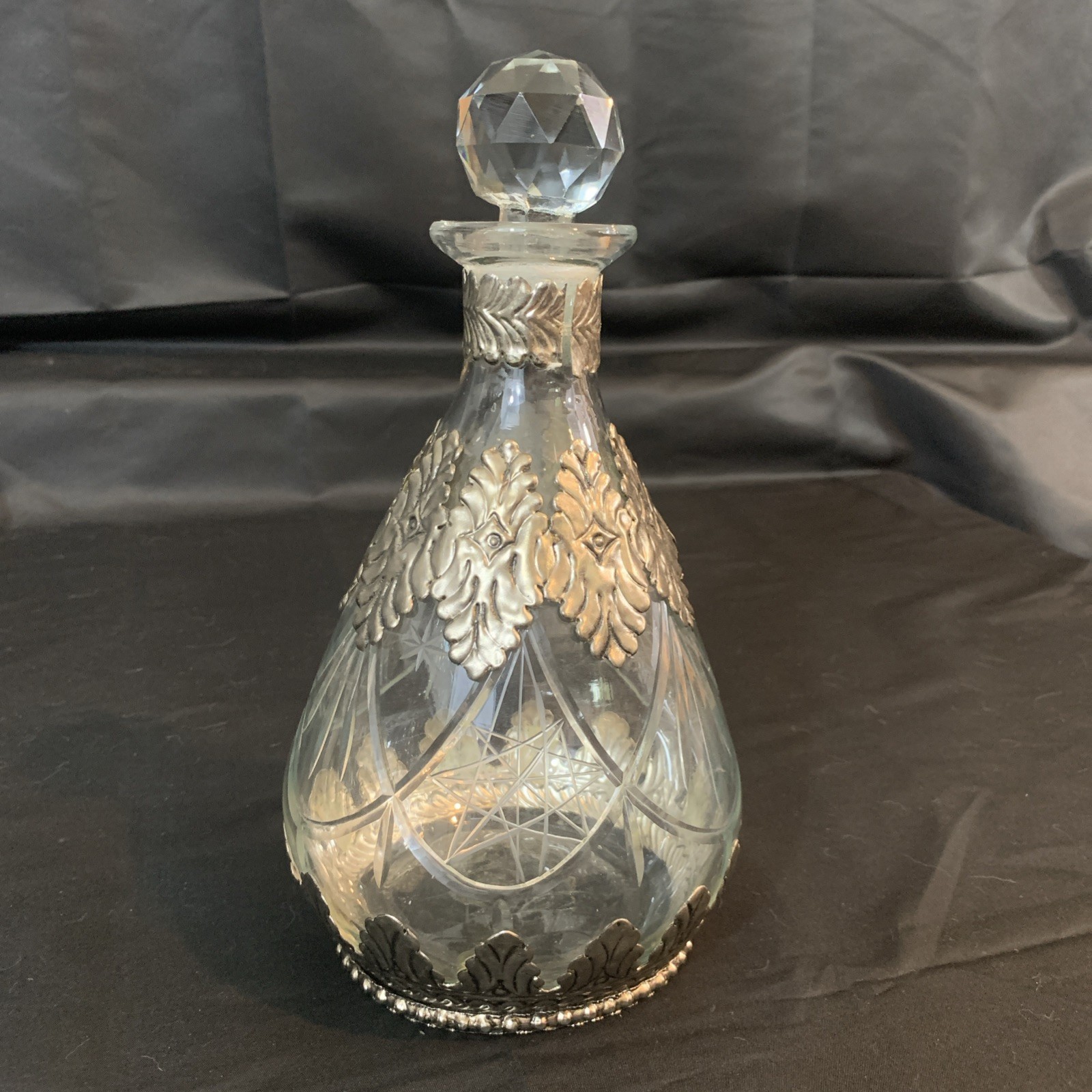 Liquor Decanter Circa 1900’s Germany - Cut Etched Glass with Silver Overlay Liquor Decanter Circa 1900’s Germany - Cut Etched Glass with Silver Overlay