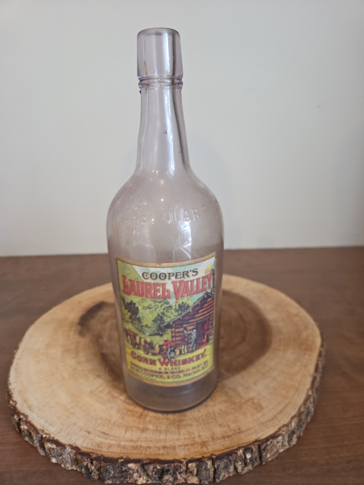 Rare Pre-Prohibition W.W.Cooper & Co. Marion,NC Corn Whiskey Quart Bottle
