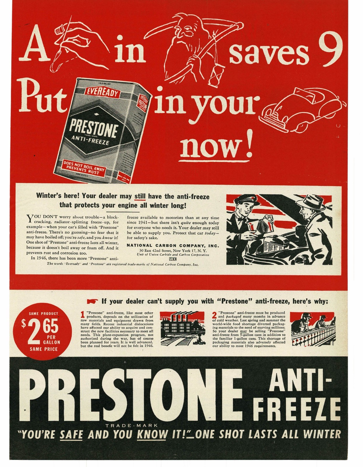 1946 Prestone Anti-Freeze Vintage Print Ad 2 1946 Prestone Anti-Freeze Vintage Print Ad 2