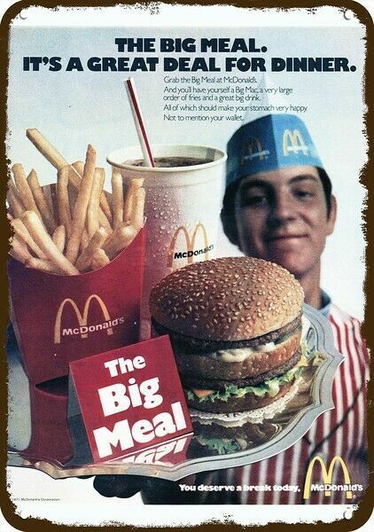 1971 McDonald\'s Restaurant BIG MAC Meal Vntg-Look DECORATIVE REPLICA METAL SIGN 1971 McDonald\'s Restaurant BIG MAC Meal Vntg-Look DECORATIVE REPLICA METAL SIGN