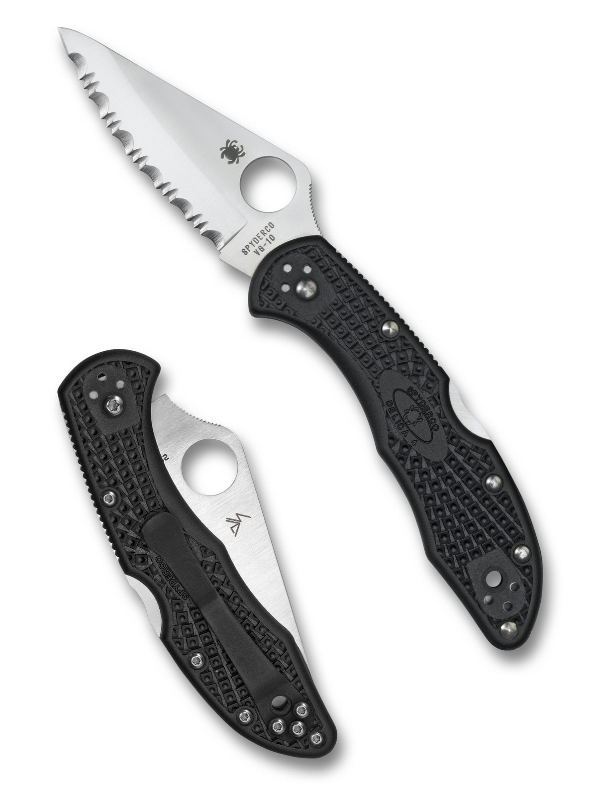 Spyderco Delica 4 Folding Knife Serrated VG-10 Blade Black FRN Handle C11SBK