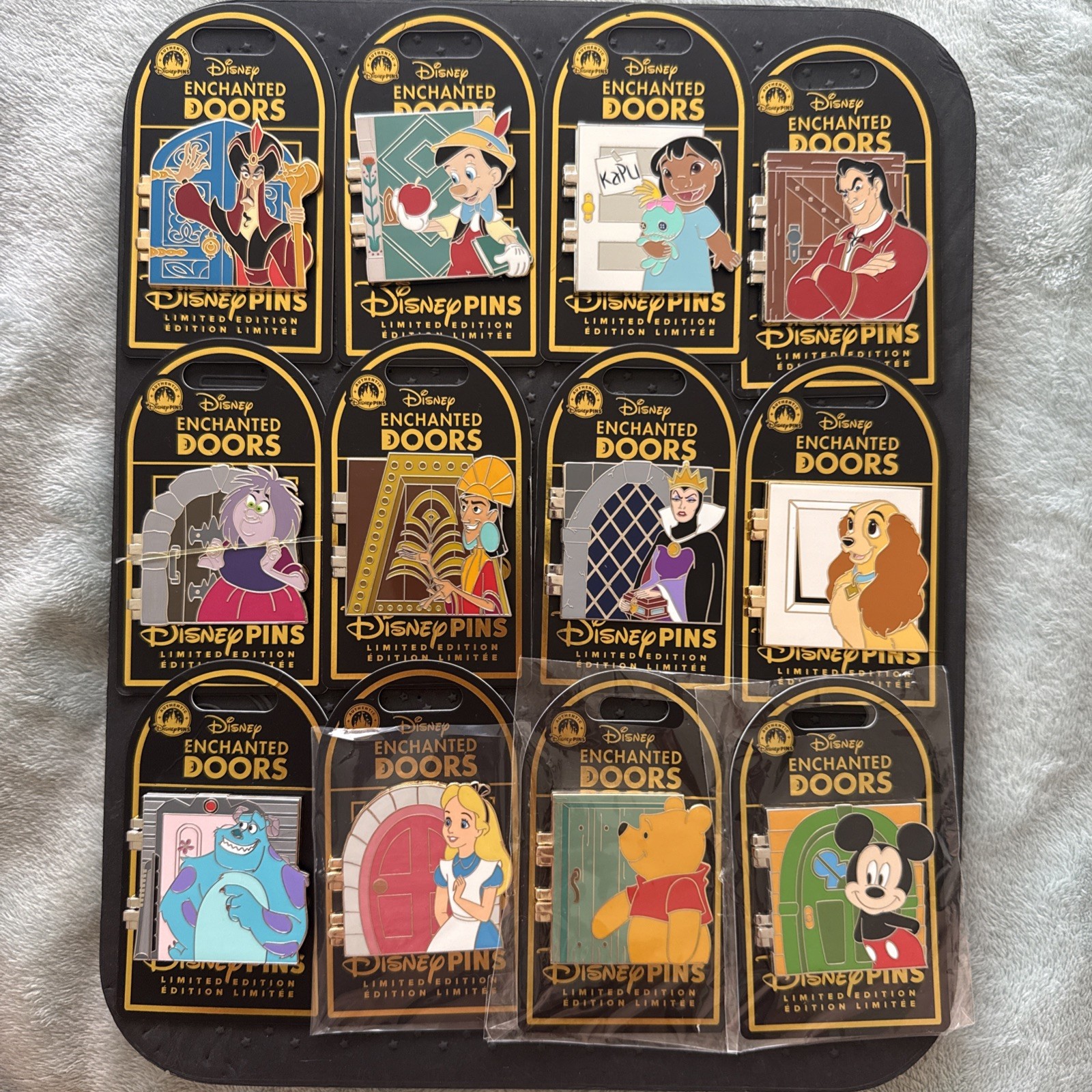 Currently **COMPLETE SET ** 12 LE Disney Enchanted Hinged Doors Pins 2026