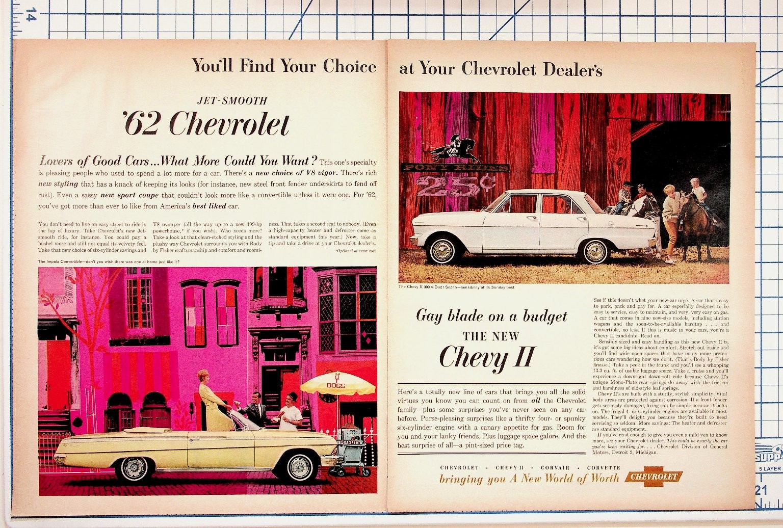 1962 Chevrolet Impala Convertible Chevy II Magazine Car Ad Vintage Ephemera