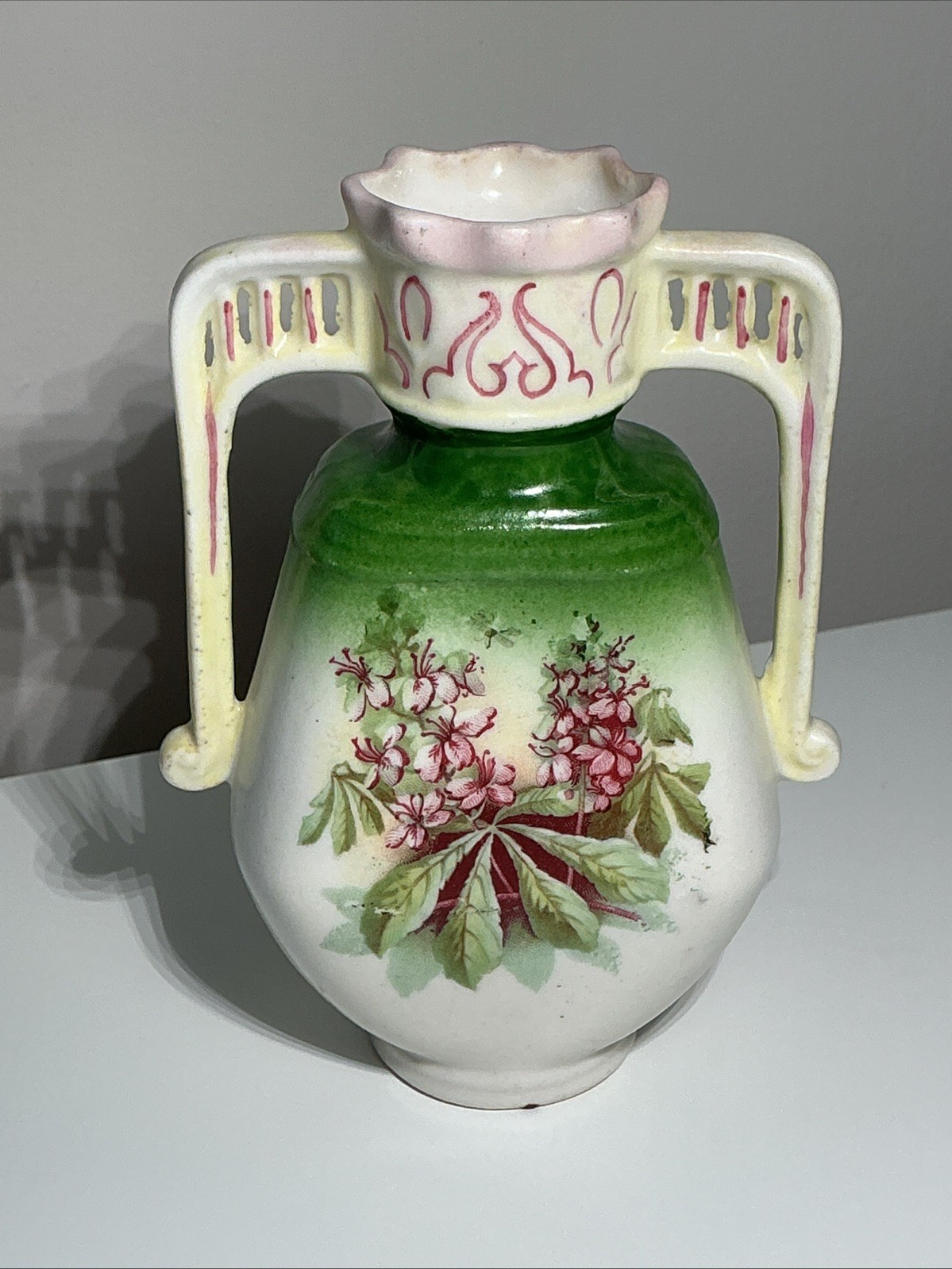 Two Handle Vase Mini Antique Art Nouveau Austria Cottagecore Girlie Floral Geom Two Handle Vase Mini Antique Art Nouveau Austria Cottagecore Girlie Floral Geom