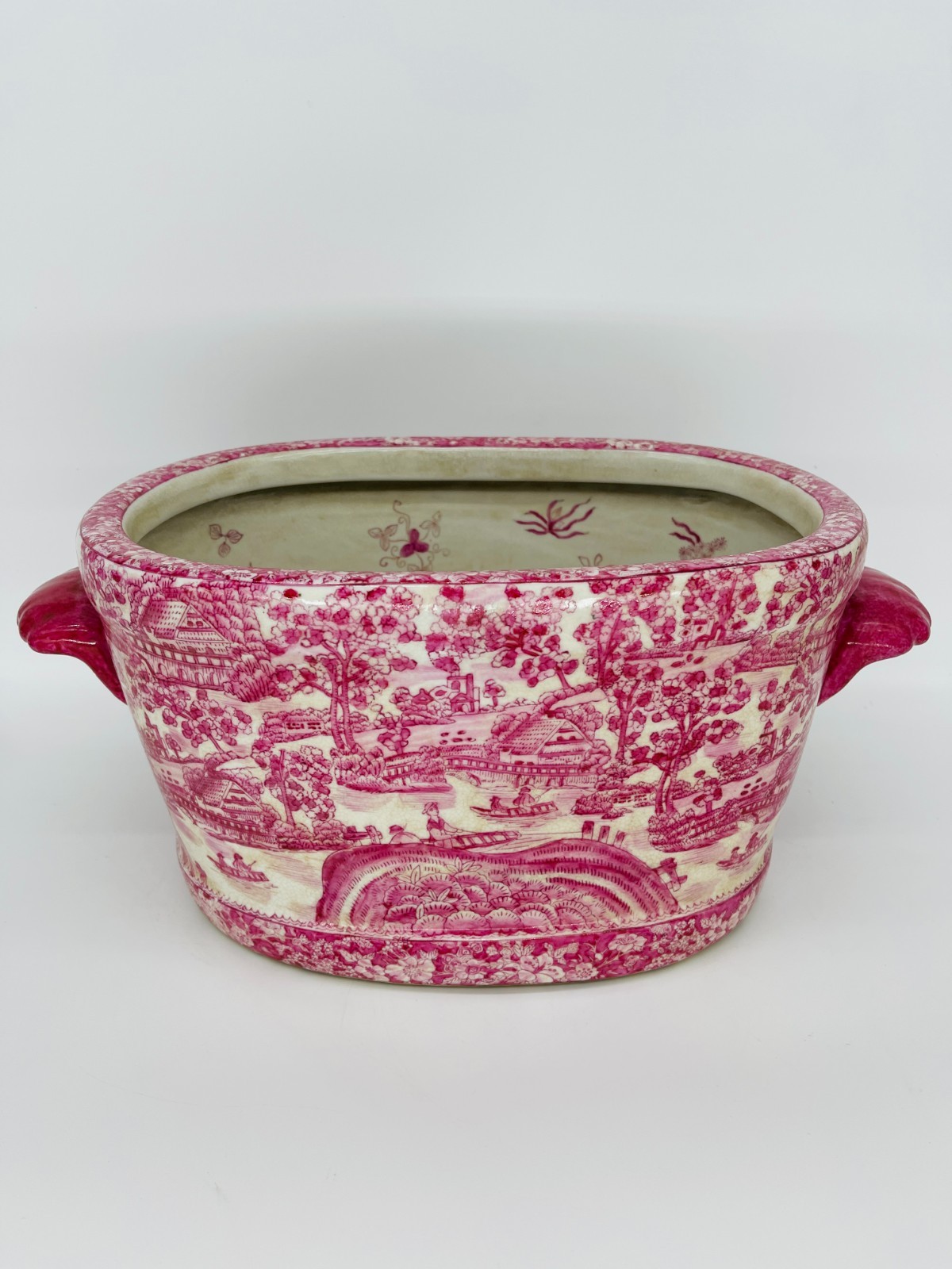 Vintage Pink Willow Asian Chinoiserie Footbath Planter