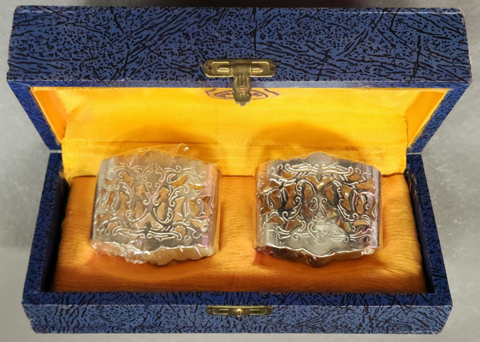 *NOS* Vintage Domus Prata 90 Silverplate Napkin Rings, w/Box, 